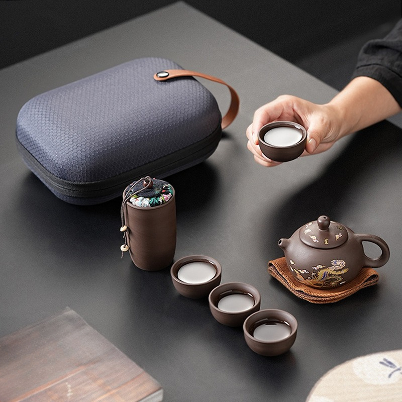 Purple Clay Travel Tea Set wit - Korean Tea Set recension och pris