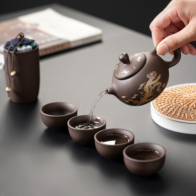 Purple Clay Travel Tea Set wit - Korean Tea Set recension och pris