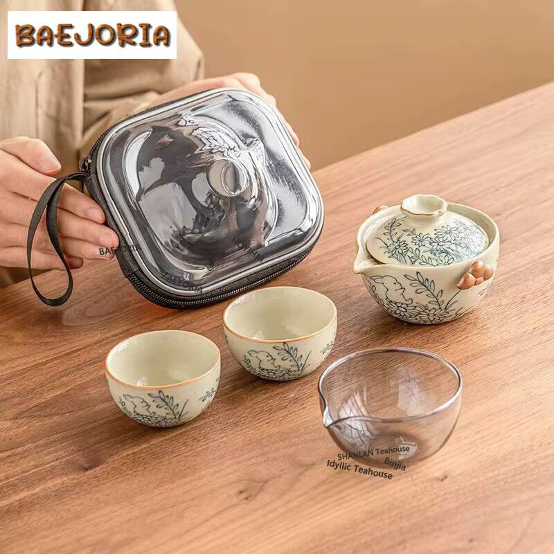 Cute Rabbit Sunflower Ru Kiln  - Korean Tea Set recension och pris